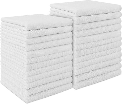 AIDEA Microfiber Cleaning Cloths White-24PK, Absorbent Cleaning Rags, Lint-Free, Scratch-Free, Streak-Free Wash Cloths, Microfiber Cloth, Dish Tow...