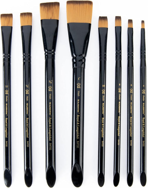 Majestic Royal & Langnickel Flat and Glaze Wash Artist Brush Set, 8-Piece...