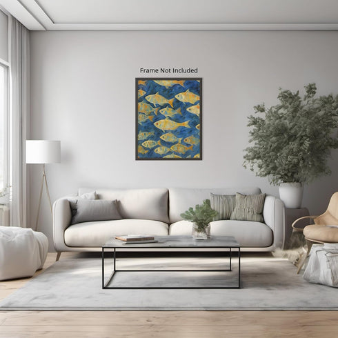 Posterizer 1 pcs- Yellow fish in the sea oil painting style-Art for Animal Lovers- Gift for Men Women Entrepreneur Teens-Decor for Home & Office- ...