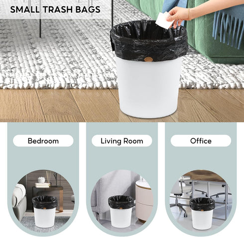 JOYBOS Trash Bags 5 Rolls/75Pcs, Drawstring Small Garbage Bags, 4 Gallon Trash Bag, Portable PE Rubbish Bags Trash Can Liners, Wastebasket Bags Ga...