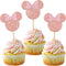36 Pack Mouse Inspired Cupcake Toppers with Bow Mouse Birthday Cake Decorations Mini Cupcake Picks for Mouse Themed Baby Shower Kids Birthday Part...