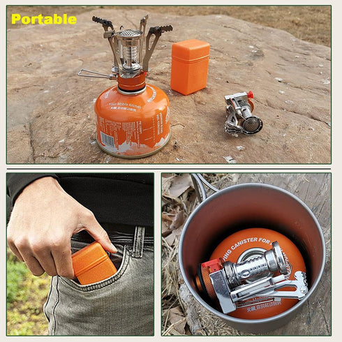 Backpacking Stove Camping Stove Mini Gas Stove with Piezo Lgnition for Camping and Hiking...