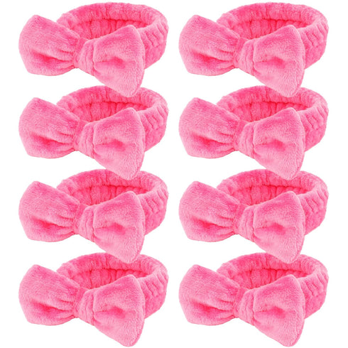 Ondder Spa Headband for Washing Face 8 Pack Rose Red Skincare Headbands for Women Girls Terry Cloth Cute Bow Head Bands...