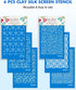 KEOKER Silk Screen Stencils for Polymer Clay,Cheetah Leopard Silk Screen for Polymer Clay, 6 PCS Reusable Silkscreen Print Kit for Printing on Cla...