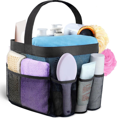 Attmu Mesh Shower Caddy Portable for College Dorm Room Essentials with 8 Pockets, Hanging Caddy Dorm Basket, Quick Dry Shower Bag for Bathroom...