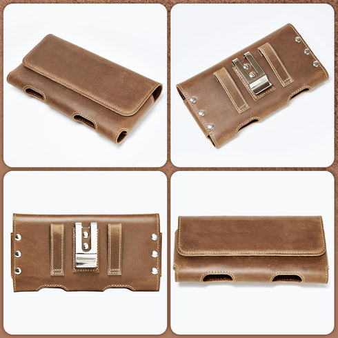 Gcepls Leather Phone Holster for iPhone 14 Pro Max,13 Pro Max,Galaxy S23 Ultra,S22 Ultra,Premium Genuine Leather Cell Phone Holster with Belt Clip...