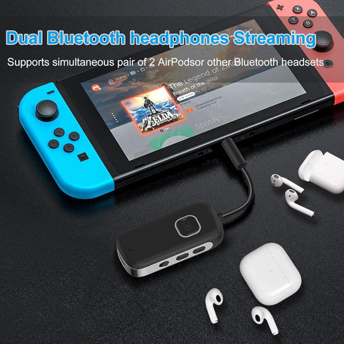 Airplane Bluetooth Adapter - Wireless Bluetooth 5.3 Transmitter Receiver Supports 2 Wireless Devices, 3.5mm AUX Bluetooth Audio Adapter for in-Fli...