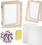 12 Pieces Paper Making Kit, 2 Size Wooden Paper Making Mould Frame Paper Making Screen Paper Making Mould Dried Flowers, Sponge with Replace Mesh ...