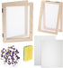 12 Pieces Paper Making Kit, 2 Size Wooden Paper Making Mould Frame Paper Making Screen Paper Making Mould Dried Flowers, Sponge with Replace Mesh ...