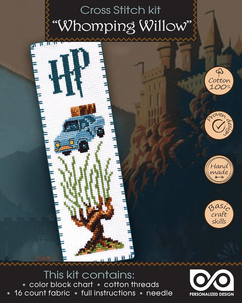 Personalized.Design Counted Cross Stitch Bookmark Kit 'Whomping Willow' - DIY Set for Hand Embroidery...