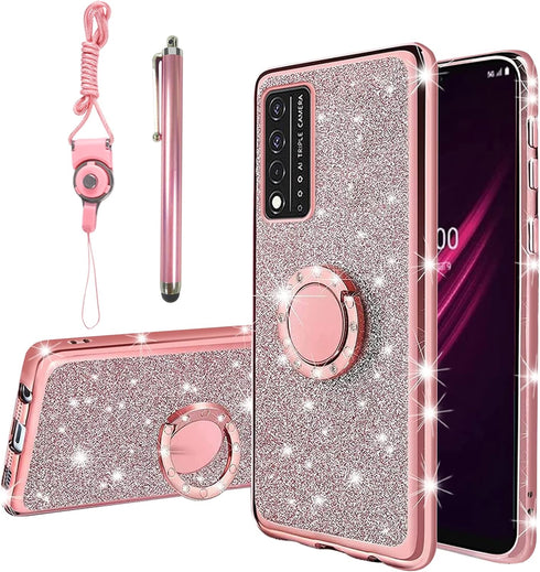 KuDiNi for Revvl v+ 5g Phone Case t-Mobile, Revvl V Plus 5G Case for Women Glitter Crystal Soft Clear Tpu Luxury Bling Protective Cover with Kicks...