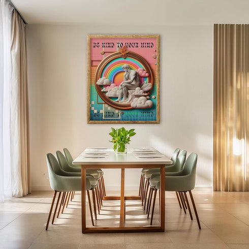 Posterizer 1 pcs-Be kind to your mind-Retro maximalist trippy art-Retro Art-Motivational & Inspirational Art-Living Room Bedroom Decor- unframed w...