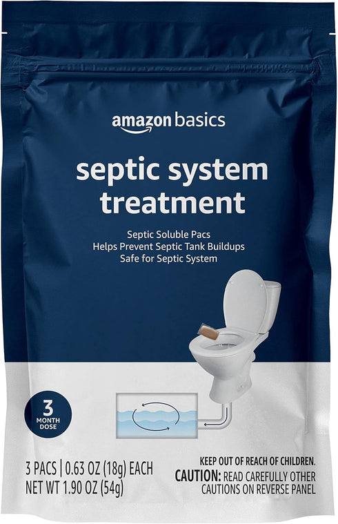 Amazon Basics Septic Treatment Pouch, Unscented, 0.63 oz (Pack of 3), 3 Month Supply, 1.9 oz...