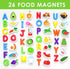 Curious Columbus Toddler Magnets – Set of 52 Fridge Magnets for Kids – Includes 26 Large Foam Food Pieces and 26 ABC Alphabet Letters for Learning...