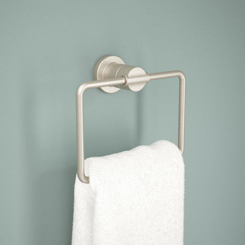 DELTA FAUCET NIC46-DN Nicoli Wall Mount Square Closed Towel Ring Bath Hardware Accessory in Brushed Nickel...