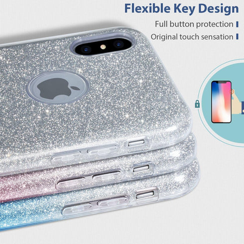 MILPROX Glitter Case Compatible for iPhone Xs, Shiny Sparkle Bling, 3 Layer Hybrid Protective Soft Phone Case Compatible for iPhone X...