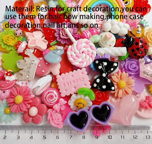 Chenkou Craft 50pcs Lots Mix Assort Easter DIY Flatbacks Resin Flat Back Scrapbooking Slime Beads Supplies for DIY Craft + 1pc Clear Box...