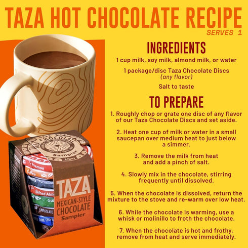 Taza Chocolate Organic Mexicano Disc Stone Ground, Variety Pack, 1.35 Ounce (8 Count), Vegan...
