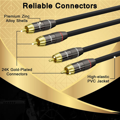 RCA Cable 30 FT, 2RCA to 2RCA Stereo Audio Cable, ?Zinc Alloy Shells, Oxygen-Free Copper, Gold-Plated Plugs?2 RCA Audio Adapter Cord, for Home The...