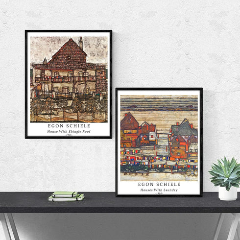Berkin Arts Wall Art Unframed Prints Giclee Art Paper Set of 4, 11x14 inch Landscape Artwork, Bedroom Decoration Brown Abstract Antique Illustrati...