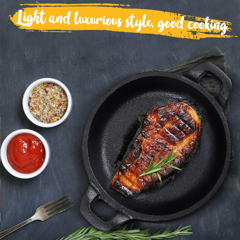 Cast Iron Skillet 5 x 5 x 1.2'' Mini Cast Iron Round Pans Small Cast Iron Ramekin Black Casserole Dish Cast Iron Cookware Oven Safe Mini Skillets ...