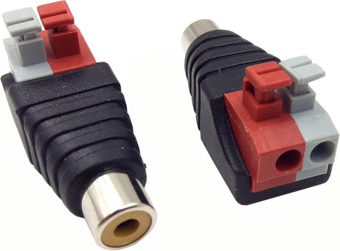 2-Pack Speaker Phono RCA Female to 2 Screw Terminal Strip Audio Video Spring Press Type Balum Connector Adapter (RCA F/AV F)...