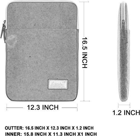 Kinmac 360 Degree Protective Grey Color Canvas Vertical Style Waterproof Laptop Sleeve with Pocket for 15.6 inch to 16 inch Laptop...