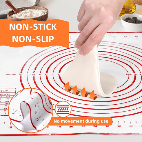 GWHOLE Silicone Baking Mat Large Baking Mat Set Food Safe Silicone Baking Sheets Reusable Nonstick Bakeware Mats for Cookies, Macarons, Bread and ...