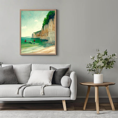 Posterizer 1 pcs-coastal scene-sea and boats-retro painting style 1-Coastal & Nautical Art-Gift for Street Art, Mural Fans -Decor for Home & Offic...