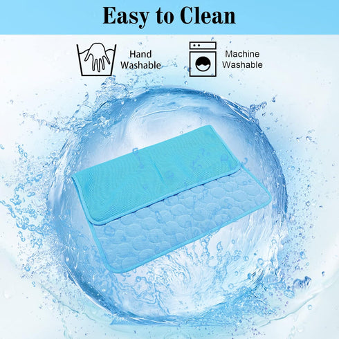 Dog Cooling Mat Washable Ice Silk Cooling Mat for Dogs Waterproof Bottom Summer Sleeping Pad Self Cooling Pad Blanket for Pets (40x28 in, Light Bl...