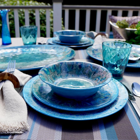 Radiance Teal Melamine 7.5" All Purpose Bowl Set of 6 – Deep Break-Resistant Bowls for Salad, Soup, Pasta, Snacks – Dishwasher Safe, Indoor/Outdoo...