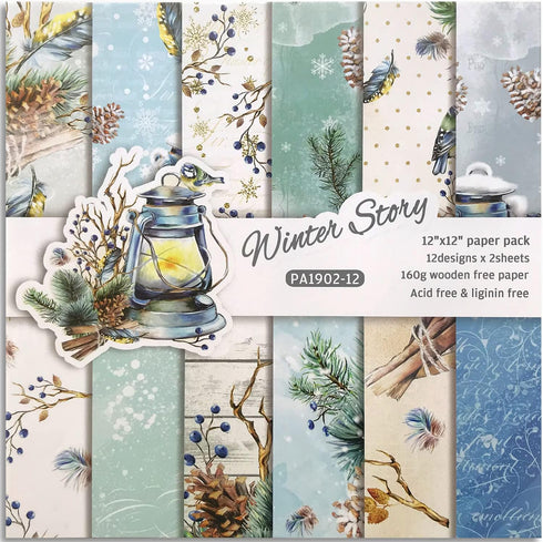 Scrapbooking Paper,Pack of 24 Sheets Designer Paper Pad 12x12 Inches Single-Sided Decorative Origami Scrapbook Paper Supplies Patterned Cardstock ...