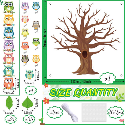 Tatuo 125 Pcs Classroom Tree Bulletin Board Set 47 x 46 Inch Tree Background Owl Leaves Dot Bulletin Board Cutouts for Elementary School Teacher C...