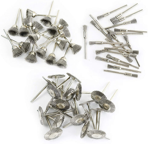 60PC Steel Wire Wheel Brushes Set Polishing Wheel Full Kit Accessories for Rotary Tools and Deburring Removing Rust Dust-1/8 Inch Shank...