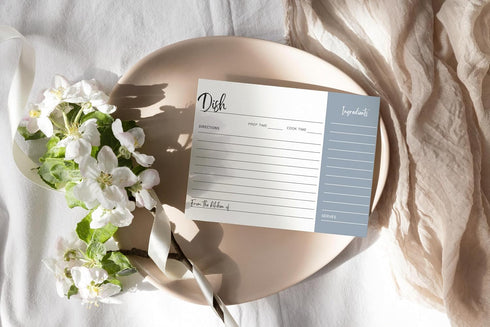Dusty Blue Recipe Cards for Bridal Shower, Wedding Couple, Perfect for Any Special Occasions - 4x6, 25 Pack...