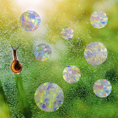 36 Pcs Anti-Collision Window Decals, Rainbow Stickers Circle Window Clings -to Save Birds from Window Collisions,Non Adhesive Prismatic Vinyl Wind...