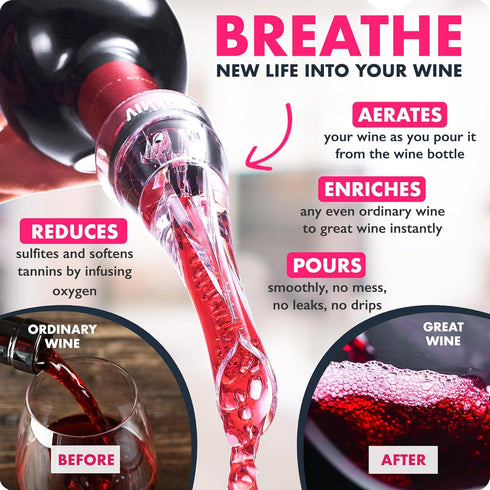 VINABON Wine Aerator Pourer Spout 2025 – Professional Wine Aerator Attaches to Bottle for Improved Flavor, Enhanced Bouquet, and Rich Finish. No-D...