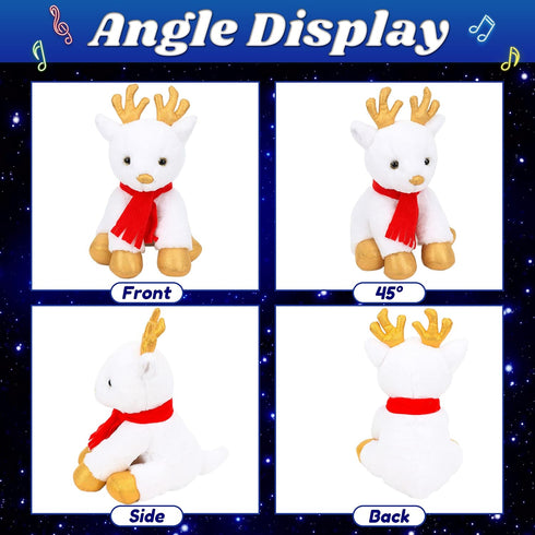 Cuteoy White Reindeer LED Musical Stuffed Animal Light-up Singing Plush Elf Adjustable Volume Lullaby Plushies Birthday Christmas Toy Gifts for Ki...