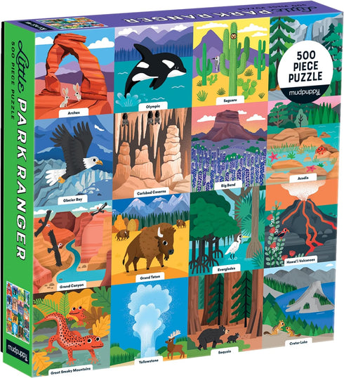 Little Park Ranger 500 Piece Family Puzzle from Mudpuppy - Beautifully Illustrated Portraits of U.S. National Parks, 20" x 20", Provides Hours of ...