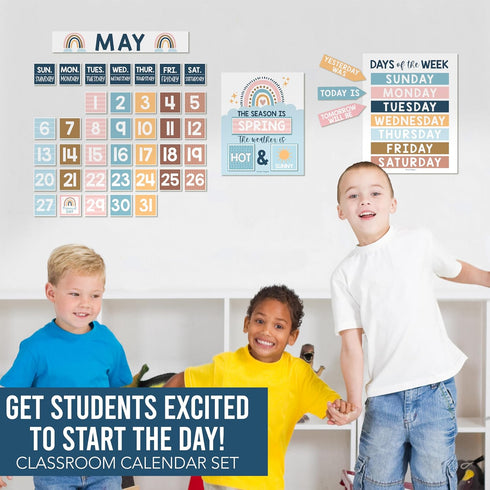Hadley Designs Boho Calendar For Classroom Elementary Classroom Must Haves - Classroom Calendar Set Bulletin Board Sets For Teachers, Bulletin Boa...