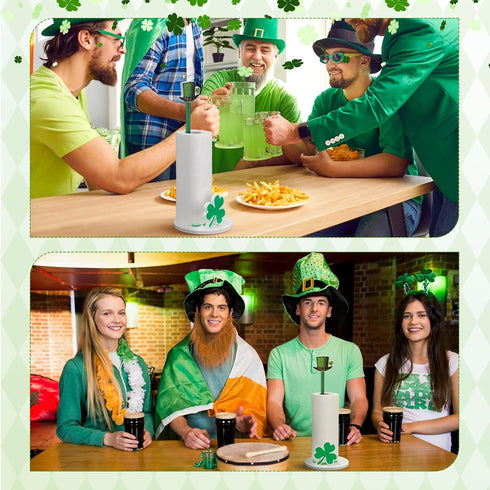 Namalu St. Patrick's Day Shamrock Paper Towel Holder with Round Base Rustic Shamrock Decor for Kitchen and Bathroom Fun Paper Towel Holder Kitchen...