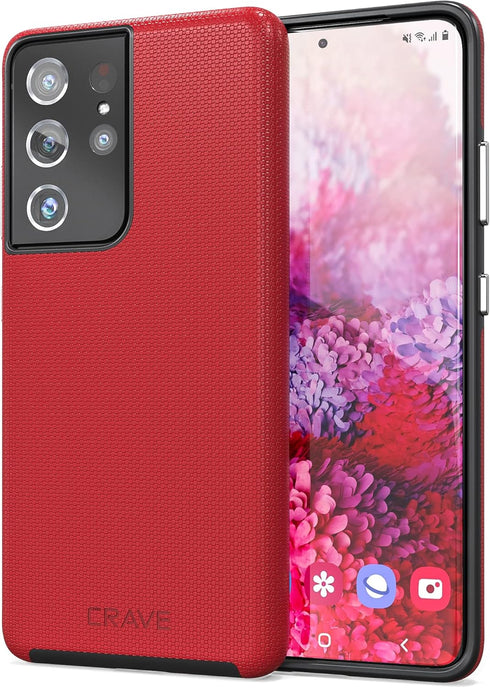 Crave Dual Guard for Galaxy S21 Ultra Case, Shockproof Protection Dual Layer Case for Samsung Galaxy S21 Ultra, S21 Ultra 5G (6.8 inch) - Red...