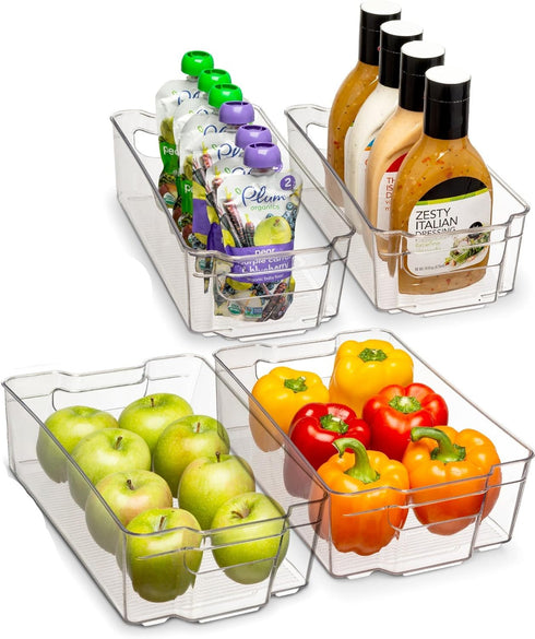 Home Basics Clear Acrylic Food Storage Container Bin for Fridge Freezer or Pantry, Stackable with Handles. Organize Fruit, Vegetables, Yogurt, Sna...