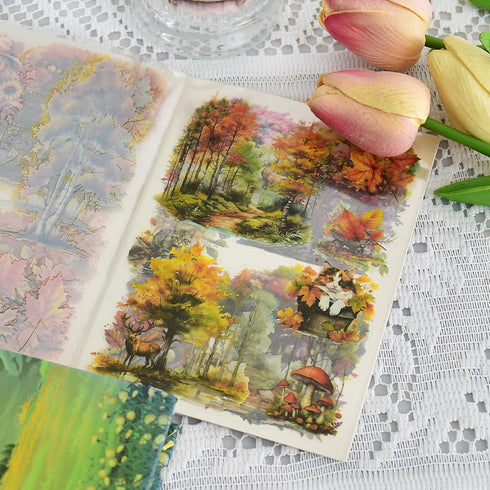 Flower Stickers for Scrapbooking,Vintage Natural Stickers 20Page 120pcs Transparent Scrapbook Supplies Journal Stickers Book for Card Making Journ...