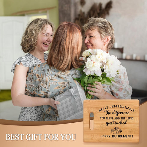 Retirement Gifts for Women Men, Happy Retirement Bamboo Cutting Board with Warm Words - Best Retirement Gifts for Coworker Friend Mom Grandma Dad ...