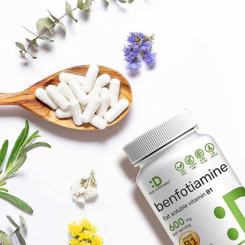 Benfotiamine 600mg Per Serving, 180 Veggie Capsules (300mg Per Cap) – Fat Soluble Vitamin B1 Thiamine Supplement – 3rd Party Tested, Vegan, Non-GM...