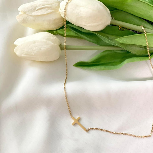 Cross Necklace for Women, Dainty Gold Necklace 14k Gold Plated Cute CZ Cross Pendant Necklace Simple Small Gold Cross Necklaces Trendy Gold Choker...