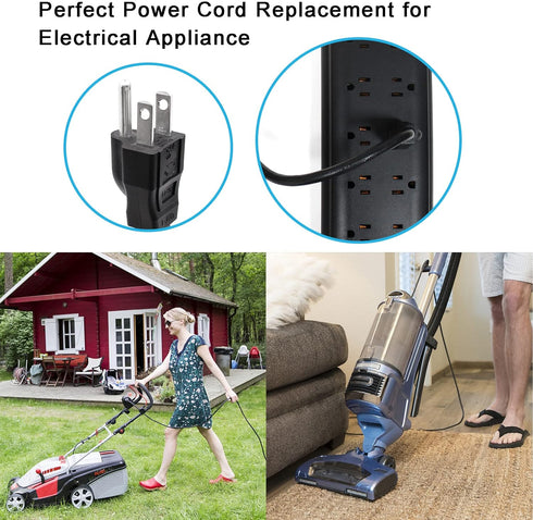 2Pack Power Cord Replacement?6.46Ft Cable 110V 115V 120V 300V Pigtail for Appliance, NEMA 5-15P Plug US SJT 18AWG (18/3)...