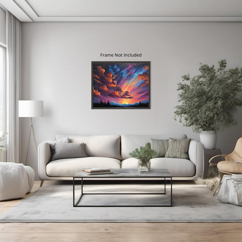 Posterizer 1 pcs- mountains, trees, night sky landscape nature 1-Landscape & Nature Art-Floral Botanical Art- Decor for Home & Office- unframed wa...