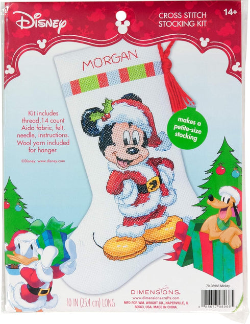 Dimensions Mickey Mouse Christmas Stocking Counted Cross Stitch Kit for Beginners, 14 Count White Aida Cloth, 10''L...